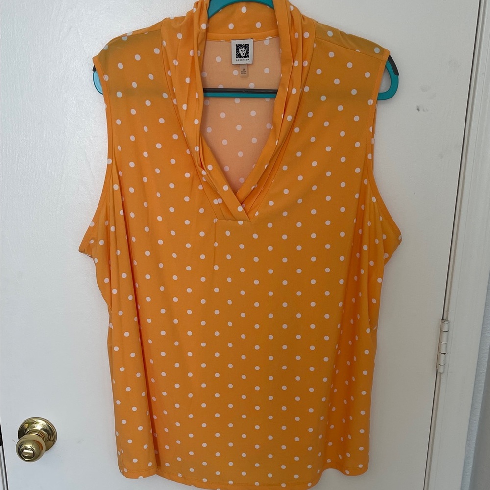 Anne Klein Orange Polka Dot Blouse